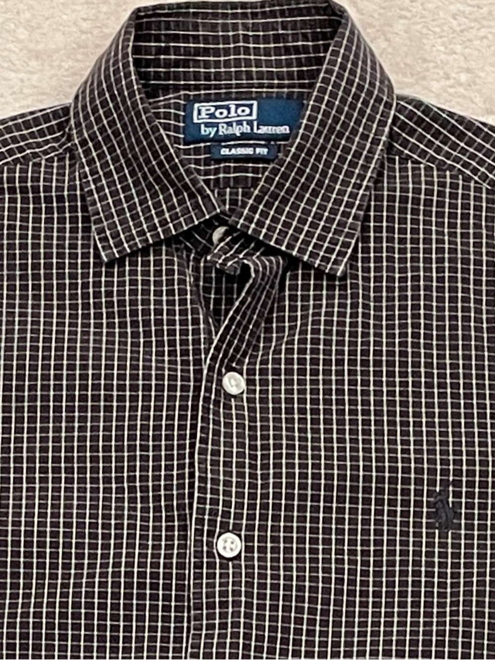 Polo Ralph Lauren Shirt Mens Medium M Classic Fit Grid Check Plaid Long Sleeve